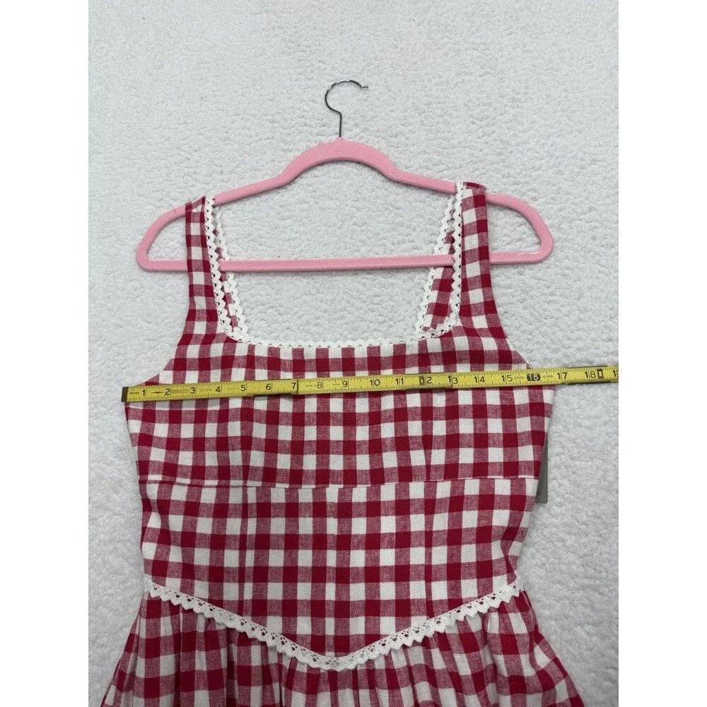 Anthropologie Wayf Midi Dress Red Linen Blend Drop Waist Preppy Boho Medium NWT - Picture 6 of 14